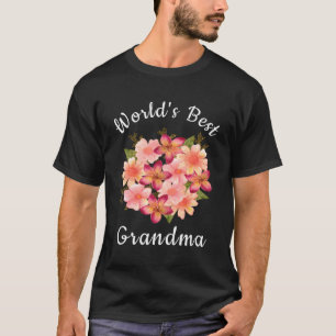 Camiseta A melhor vovó, cor-de-rosa, flor cor-de-rosa, vovó
