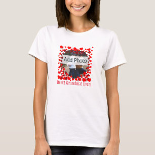 Camiseta A melhor vovó de sempre! Corações vermelhos da fot