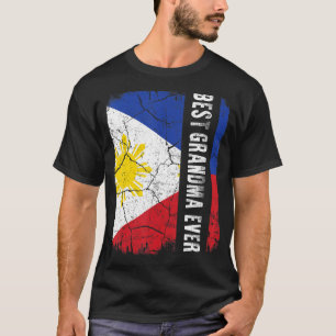 Camiseta A melhor vovó filipina que já tomou bandeira Mãe d