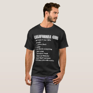 Camiseta a menina de Califórnia mantê-lo-á lo 100% pride