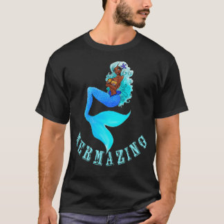 Camiseta A Mermaia Azul Submarina Aproxima Siren Com