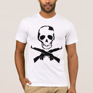 Camiseta A metralhadora e o crânio couberam o tshirt branco
