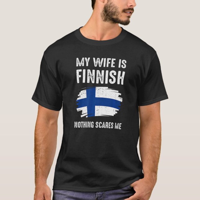 Camiseta A Minha Esposa É A Finlandesa Finlândia Orgulho Ba (Frente)
