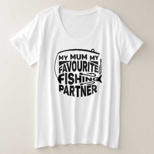 CAMISETA A MINHA MÃE É O MEU PARCEIRO DE PESCA FAVORITO. (Frente do Design)