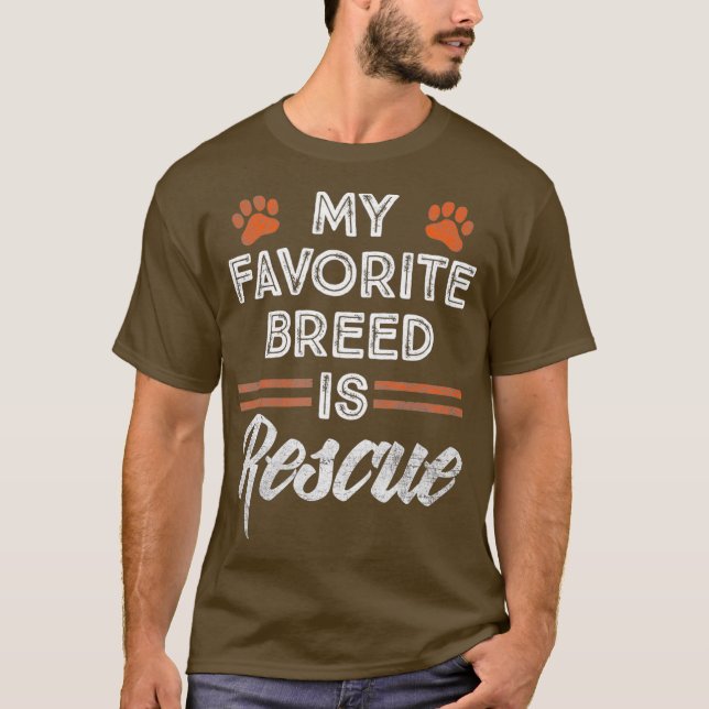 Camiseta A minha raça favorita é RESCUE - Pet Dog Mutt Love (Frente)