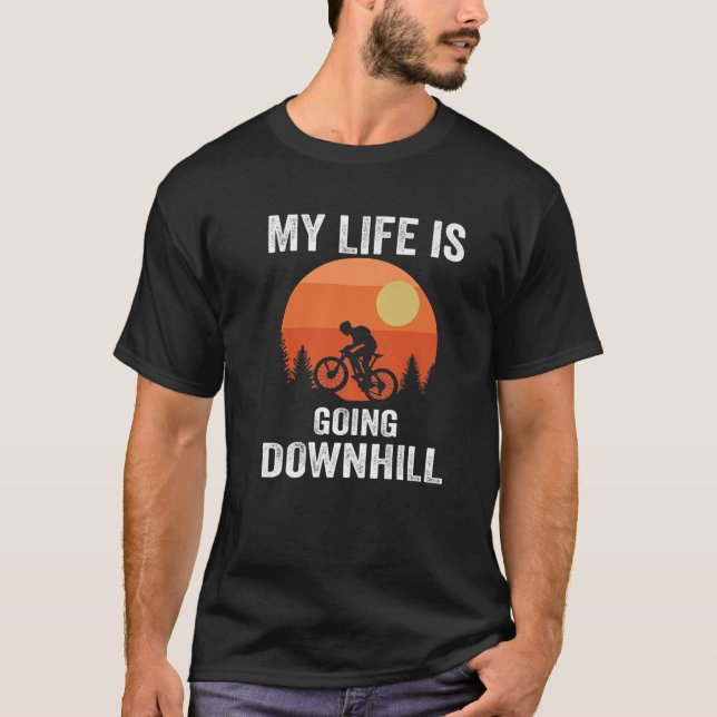 Camiseta A Minha Vida Vai À Bicicleta De Montanha Descida (Frente)