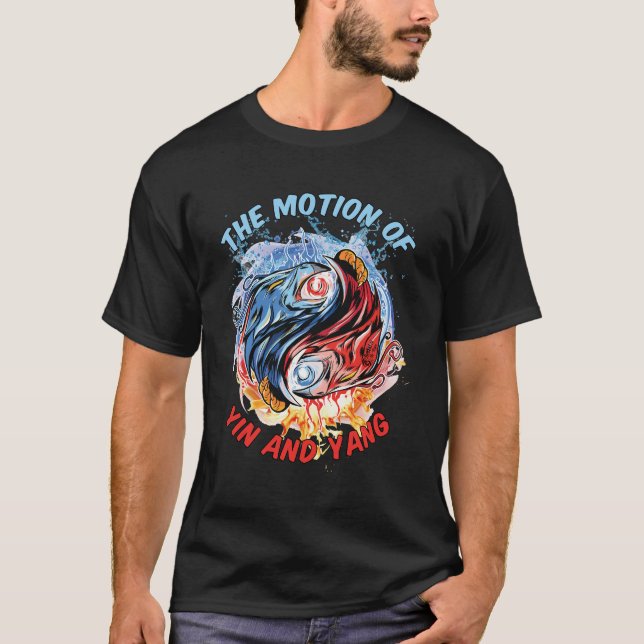 Camiseta A Moção de Yin e Yang Men Black (Frente)