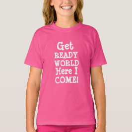 Camiseta A moda infantil PREPARE-SE PARA O MUNDO AQUI EU VI