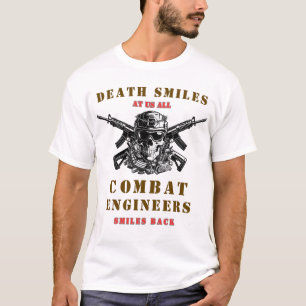 Camiseta A Morte Sorri Engenheiros de Combate crânio Tátic