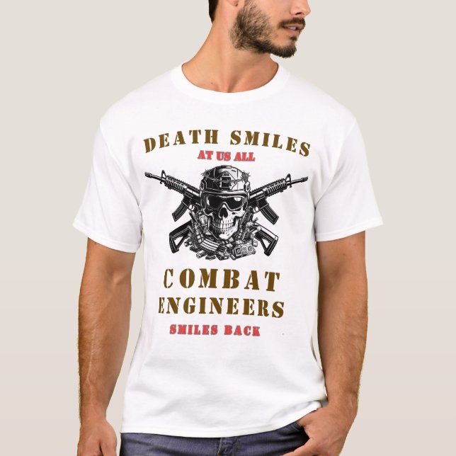 Camiseta A Morte Sorri  Engenheiros de Combate crânio Tátic (Frente)