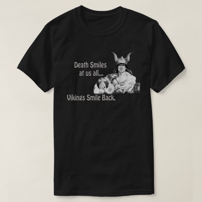 Camiseta A Morte Sorri para Todos... (Frente do Design)