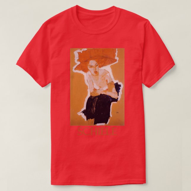 Camiseta A Mulher Escorregada 1910 por Egon Schiele (Frente do Design)