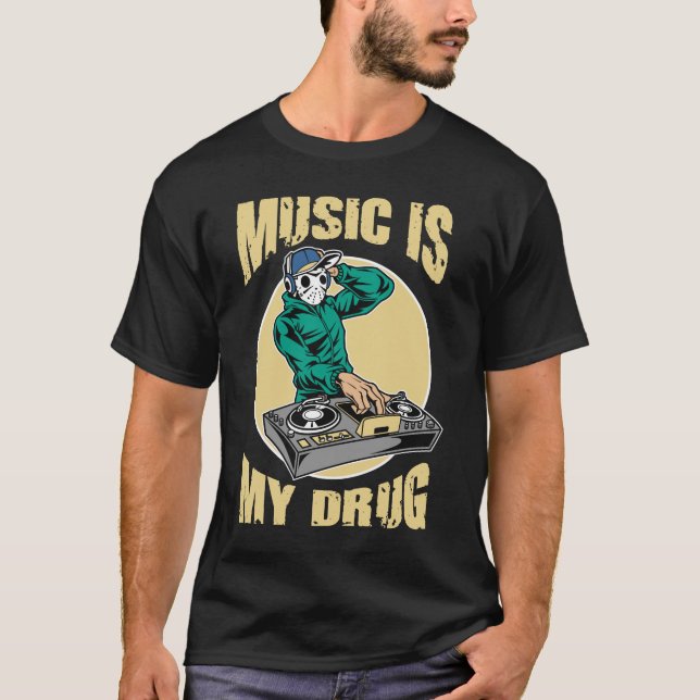 Camiseta A música é minha droga (Frente)