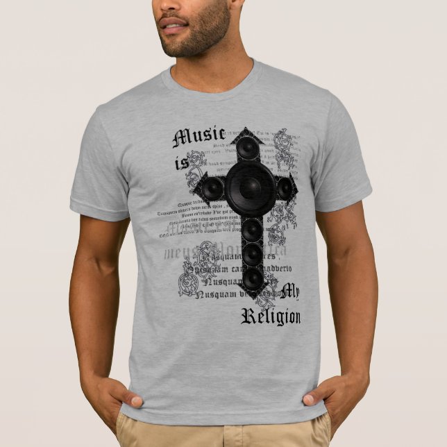 Camiseta A música é minha religião (o preto) (Frente)