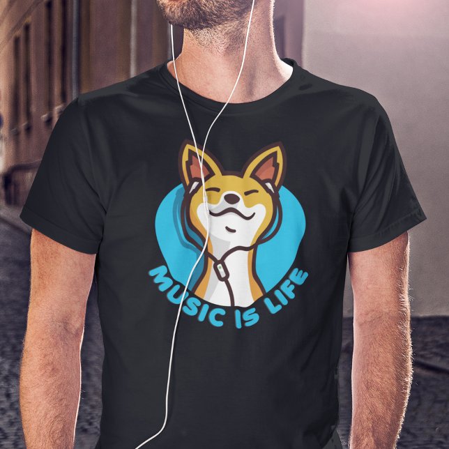 Camiseta A música é o desenho animado da vida, Basenji (Criador carregado)