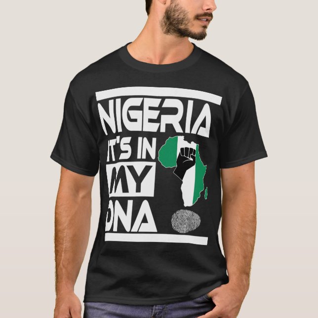Camiseta A Nigéria Está No Meu DNA, A Nigéria Flag Africa M (Frente)
