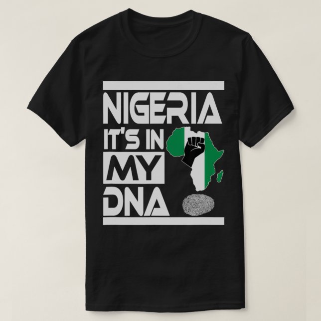Camiseta A Nigéria Está No Meu DNA, A Nigéria Flag Africa M (Frente do Design)