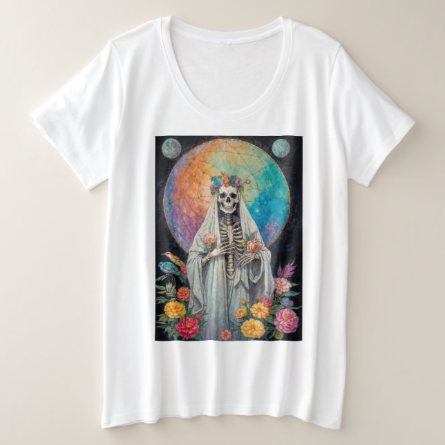 Camiseta A Niña Blanca Santa Morte (Frente do Design)