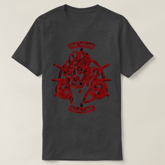 Camiseta A Noite Está Chamando Boêmian Black Red Designer (Frente do Design)