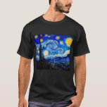 Camiseta A Noite Estrelada De Vincent Van Gogh<br><div class="desc">Vincent Van Gogh Na Noite Estrelada. Esta é uma antiga obra-prima do pintor mestre holandês Vincent Van Gogh. Esta pintura de paisagem artística fina tem uma cor bela, vibrante e saturada. Vincent Van Gogh era um pintor impressionista holandês. Esta imagem está no dominio público</div>