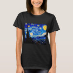 Camiseta A Noite Estrelada de Vincent Van Gogh<br><div class="desc">Vincent Van Gogh Na Noite Estrelada. Esta é uma antiga obra-prima do pintor mestre holandês Vincent Van Gogh. Esta pintura de paisagem artística fina tem uma cor bela,  vibrante e saturada. Vincent Van Gogh era um pintor impressionista holandês. Esta imagem está no dominio público</div>