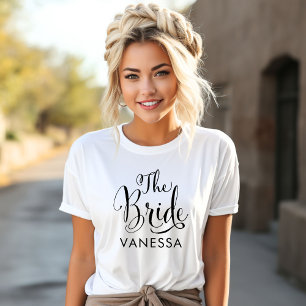 Camiseta A Noiva Caligrafia Nome de Casamento