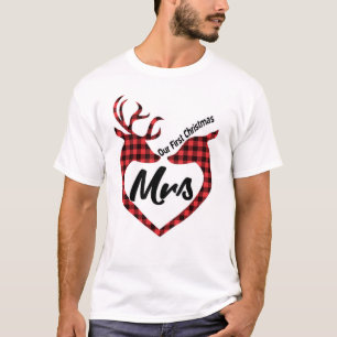 Camiseta A nossa primeira Reindeer de Natal, Sra. Sr. Match