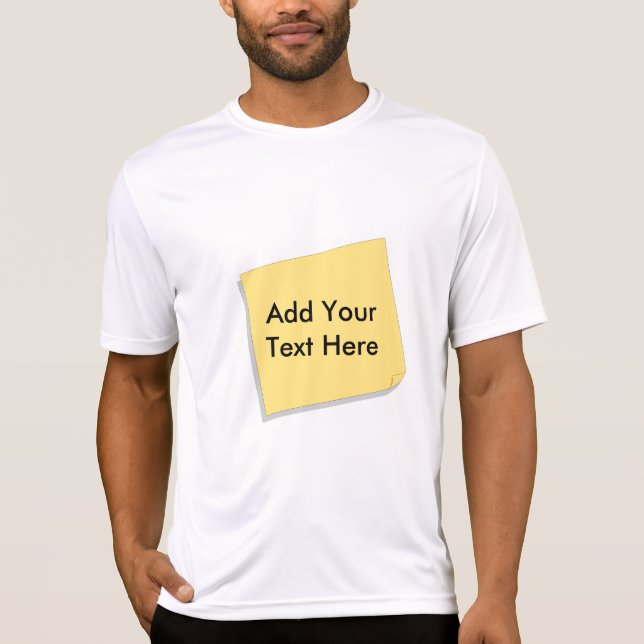 Camiseta A nota de post-it adiciona seu próprio texto (Frente)