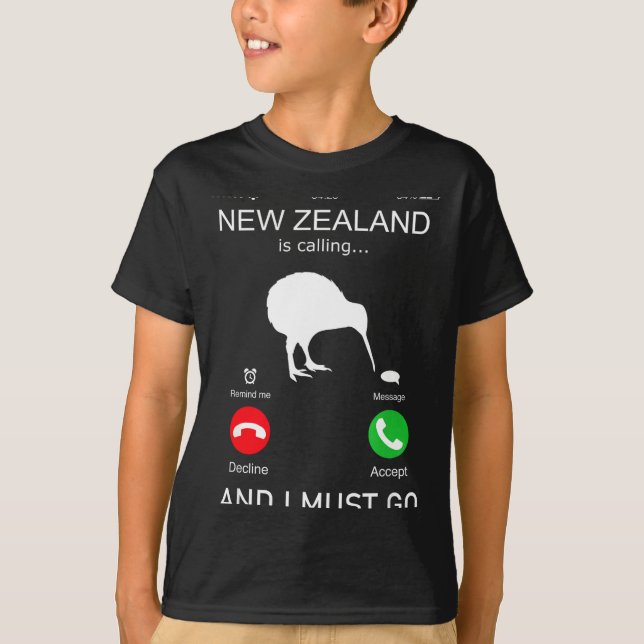 Camiseta A Nova Zelândia Está Chamando E Eu Devo Ir, Zealan (Frente)