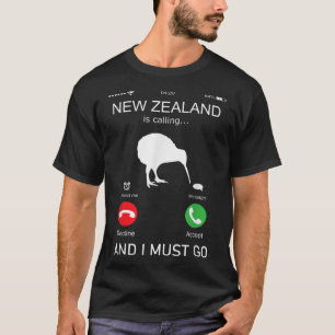 Camiseta A Nova Zelândia está ligando e eu devo ir, zealand