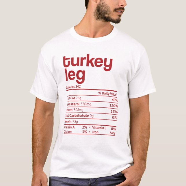 Camiseta A Nutrição Perna Turquia Fato Engraçado Ação de Gr (Frente)