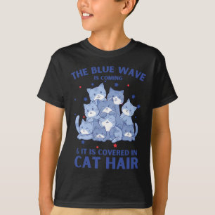Camiseta A Onda Azul Está Chegando E Está Coberta No Gato H