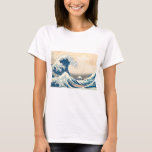 Camiseta A onda de Excelentes de Kanagawa<br><div class="desc">O Excelente Wave de Kanagawa também conhecido como A onda do Excelente ou simplesmente A onda, é um impressão de bloco de madeira do artista japonês Hokusai. Foi publicado entre 1829 e 1833 no final do período de Edo como o primeiro impressão na série de Hokusai Trinta e seis Vistas...</div>