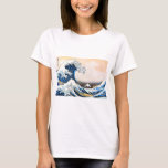 Camiseta A onda de Excelentes de Kanagawa, Hokusai<br><div class="desc">Katsushika Hokusai (31 de outubro de 1760 - 10 de maio de 1849), simplesmente conhecida como Hokusai, era um artista japonês, pintor ukiyo-e e cineasta do período Edo. Nascer em Edo (agora Tóquio), Hokusai é mais conhecido como autor da série de impressão de bloco de madeira Trinta e seis Vistas...</div>