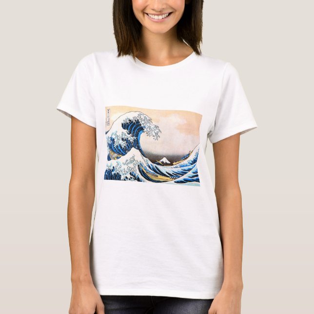 Camiseta A onda de Excelentes de Kanagawa, Hokusai (Frente)