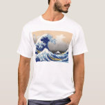 Camiseta A onda do Excelente<br><div class="desc">A Onda de Excelente de Kanagawa (神 奈 沖 浪 裏 Kanagawa-oki nami ura), também conhecida como A Onda de Excelente ou simplesmente A Onda, é um impressão de bloco de madeira do artista ukiyo-e japonês Hokusai. A imagem mostra uma enorme onda de barcos ameaçadores na costa da cidade de...</div>