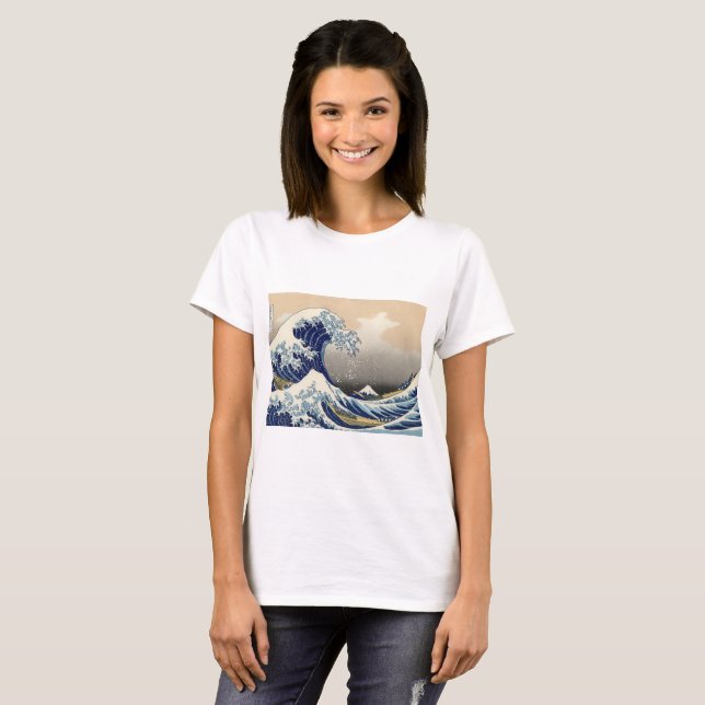 Camiseta A onda do Excelente de Kanagawa Hokusai (Frente Completa)