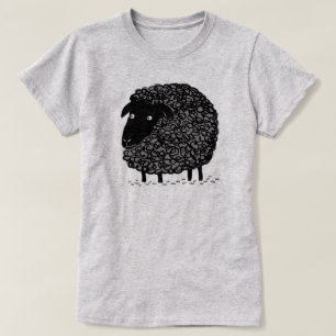 Camiseta A Ovelha Negra Desenho Animado de Ovelha Lanosa