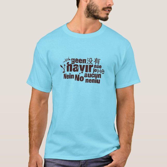 Camiseta A palavra "Não" em diferentes idiomas (Frente)