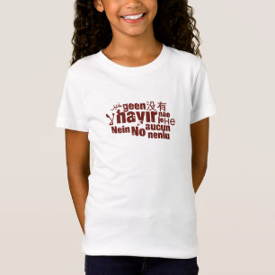 Camiseta A palavra "não" em diferentes línguas