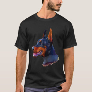 Camiseta A Partir De Julho Dos Eua Flag American Doberman D