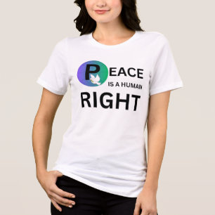 Camiseta A Paz é um Direito Humano Símbolo de Pombo e Ter