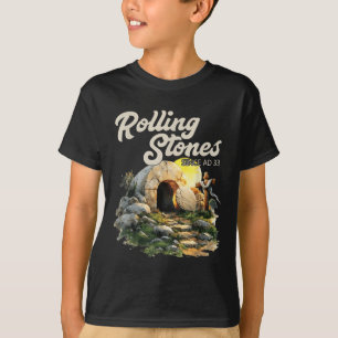 Camiseta A Pedra Foi Afastada, Ele Está Vivo Cristo Retro.