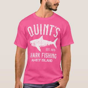 Camiseta A pesca de tubarão de Quint em Amity Island 1975