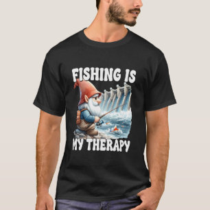 Camiseta A pesca é a minha terapia Avô gnomo pescador para