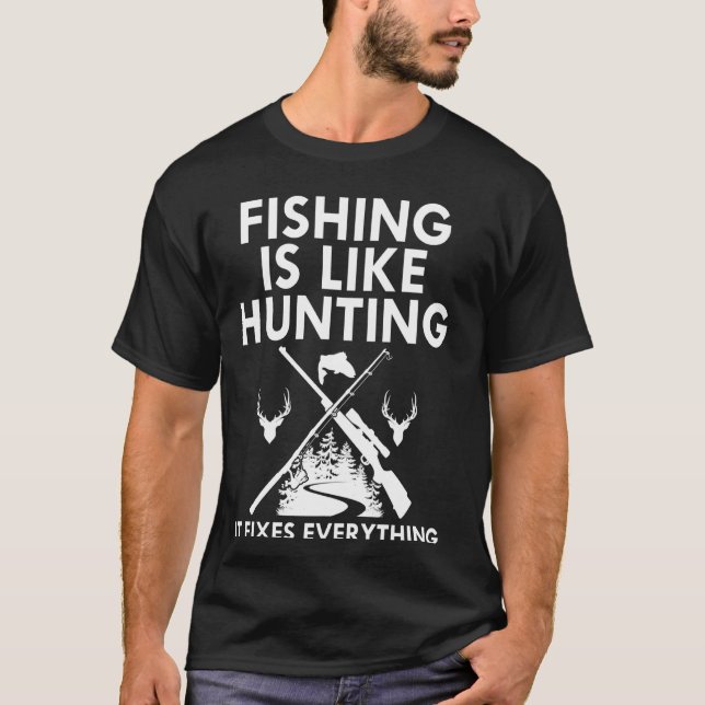 Camiseta A pesca é como caçar vida selvagem engraçada Pesca (Frente)