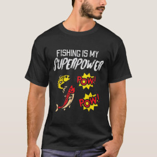 Camiseta A Pesca É Meu Superpoder Divertido Pescador Menino