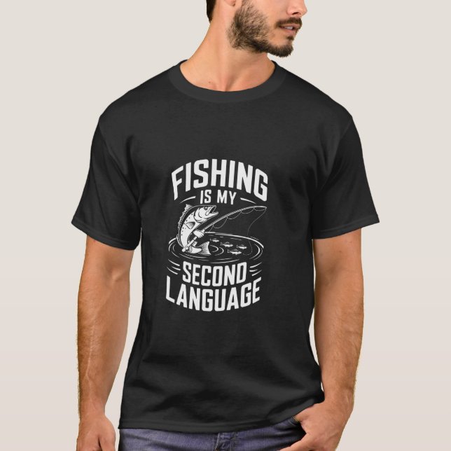 Camiseta A Pesca É Minha Segunda Língua (Frente)