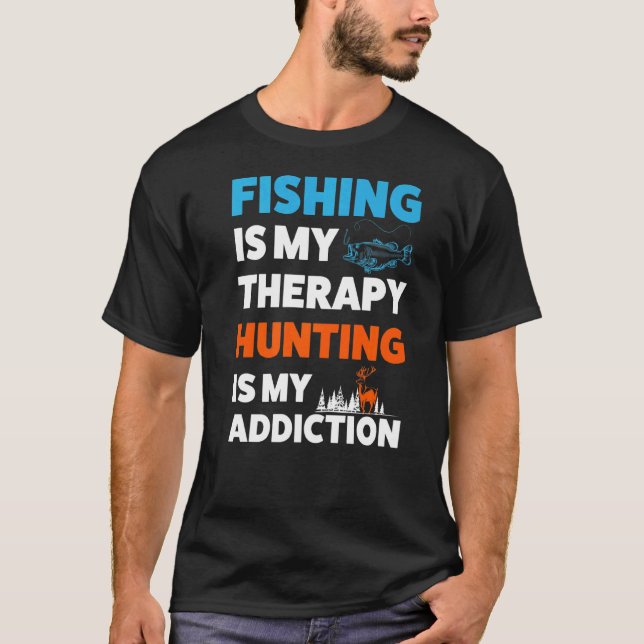 Camiseta A Pesca É Minha Terapia Caçando Peixes (Frente)