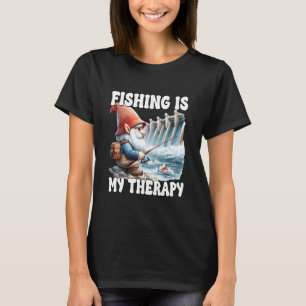 Camiseta A Pesca É Minha Terapia Pescador Avô Gnomo Para